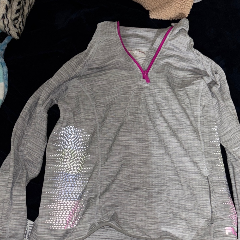 Fila Gray Sweatshirt with Pink Accents